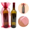 100pcs 15 37cm High Quality Organza Wine Bottle Bags Jewelry Wedding Party Candy Christmas Gift Pouch256f