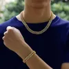 12mm Miami Cuban Link Kette Halskette Armbänder Set für Herren Bling Hip Hop Iced Out Diamant Gold Silber Rapper Ketten Frauen Schmuck