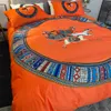 Пододеяние оранжевые дизайнерские постельные принадлежности крышка бархата королева king-size одеяла устанавливает лошадь печать роскошные подушки
