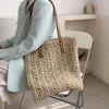 Kvadrat Hollow Straw Beach Bag handgjorda vävda axelväskor Raffia Rattan Shopping Travel Pack Bohemian Summer Vacation Casual Tote