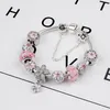 925 Sterling Silver Pink Murano Glass Pärlor Charm Cherry Blossom Armband Kedja Fit P Europeiska armbandsmycken som gör Bangle Diy Daisy Pendant Women1663967