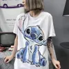 Moda Nowy Marka Koszulka z krótkim rękawem Kreskówka Kobiety Lato Loose Korean Wersja Cartoon Print Cute Hurtownie Topy One Size