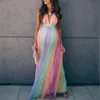 マタニティドレスPography Long Pregnancy PO Shoot Baby Showers Party Rainbow Tulle妊婦Maxi Gown2051735