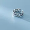 トレンディな925スターリングシルバーの幾何学模様のシンプルチェーン指輪のための無料サイズのファインジュエリーデザイン210707
