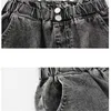 Summer Teen Girls Fashion Tassel Shorts With Two Buttons High Waist Cotton Kids Clothes School Casual Style Solid Denim 210723