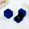 صناديق هدية مجوهرات المخملية لخواتم الزفاف الاشتباك زوجين التعبئة والتغليف مربع عرض حالة مربع
