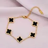 Fashion Jewelry Lucky Ladi Four Leaf Clover Bracelet 18K Gold Plated Stainls Steel Bracelet