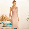 Lässige Kleider Promi-Verbandkleid Sexy Spitze Spaghettiträger Rückenfrei Khaki Rayon Bodycon 2022 Elegante weibliche Abendparty