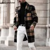 Cappotto scozzese da uomo Autunno Inverno Giacca da lavoro Trench da uomo Giacca casual Vintage Cappotto lungo di lusso da uomo Abbigliamento Grande streetwear 211011