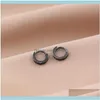 Stud JewelryShishang Corea del Sud Tubo quadrato Oro nero Cerchio S925 Tremella Anello Orecchini con fibbia per l'orecchio Consegna di goccia 2021 Oxv8V