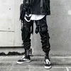 2021 Joggers lastbyxor för män Casual Hip Hop Hit Färgficka Manlig byxor Sweatpants Streetwear Ribbons Techwear Pants G0104