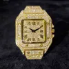 Iced Out Square Men Watch Top Brand Luxury Full Diamond Hip Hop Watch Fashion Unltra Тонкие наручные часы мужские ювелирные изделия 2021224M