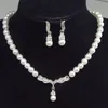 Fashion Creative Gold Color Necklace Earrings Wedding Bridal Pearl Jewelry Set For Women Lady Female