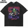 T Shirt Streetwear Mężczyźni Oversize Hip Hop T-Shirt Devil Racing Harajuku Tshirt Lato Krótki Rękaw Bawełniane Ludowe Topy Tees 210726