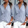 Viianles Dames Button Lange Mouw Gestreepte Blouse Hoge Kwaliteit Mode Casual Dames Office Shirt 4XL 5XL Plus Size Tops X0521