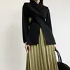 Noir Tempérament Blazer Pour Femmes Entaillé À Manches Longues Évider Casual Blazers Femme Mode Vêtements 210524