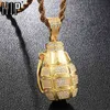 HIP Hop Iced Out Bling Cubic Zircon CZ Grenades Bombs Necklace & Pendant for Women Men Jewelry Wholesale X0509