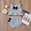 Pasgeboren baby meisje zomer kids kleding sets verticale streep badpak strand kust pak