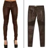 LOGAMI Pantalon en similicuir Femme Pantalon à fermeture éclair élastique Leren Broeken 210925