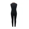 섹시한 흑인 여성 Bodycon Jumpsuits Leopard 인쇄 깊은 V 턴 다운 칼라 민소매 높은 허리 슬림 패키지 엉덩이 긴 재생 210522