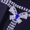 Stonefans Blue Rhinestone Tepel Sieraden Niet Piercing Harnas Ketting Crystal Body Chain Chest for Women Rave Outfit