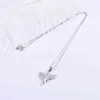 Pekurr 925 Sterling Silber Kristall Flügel Fliegen Engel Halskette für Frauen Luxuriöse Zirkon Fee Phoenix Anhänger Modeschmuck