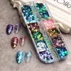 Holographic Nail Glitter Flakes Sequin 12pcs in 1 Rose Gold Silver DIY Butterfly Dipping Powder for Acrylic Nails Tools Art Beauty