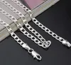 925 Sterling Silver Plated 4MM 16-24inches Chain Necklace Fashion Hip hop Necklaces For Men Women Wholesale