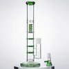 12 pouces bleu vert clair narguilés triple peigne bangs en verre cage à oiseaux perc conduite d'eau bongs 18mm femelle joint huile dab plates-formes avec bol HR316 tuyaux de 5 mm d'épaisseur HR316