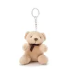 10st / parti 10cm 20g Mini Plush Keychain och hängande ljusbrun med gallermönster björndocka leksaker