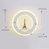 Vägglampa 19W LED Light AC85-265V Mouted Paris Tower Acrylic Round Inomhus Dekorativ för sovrum Studie Foyer