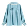 French Elegant Blouses Women Lantern Long Sleeve Ruffle Spliced Cardign Shirts Tops Elegant Baggy Party Club Ins Ulzzang Clothes 210417