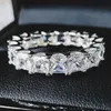 Alianças de casamento luxuosas 925 prata cor banda anel eternidade para mulheres grande presente senhoras amor zircão jóias da moda