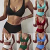 Women's Swimwear Quick-drying High-elasticity 12-color Swimsuit Big Pit Strip High-waist Solid Color Bikini Suit Split Beach