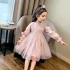 Meninas vestido de primavera vestido novo versão coreana da menina de gás estrangeiro princesa saia peng chunqiu saia de malha infantil q0716