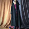 Johnature Frauen Gürtel Trenchcoat Vintage Leinen Herbst Herbst Lose Beiläufige V-ausschnitt Chinesischen Stil Graben Weibliche Lange Mantel 210521