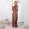 Abbigliamento etnico Ramadan One Pezzi Preghiera Outfit Robe Islam Donne musulmane Donne Abaya Jilbab Abito con sciarpa annessa Hijab Vestiti 2021