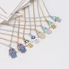 Zilver vergulde ketting ketting mode boze oog hamsa hand charms hanger sieraden met cadeaubon voor vrouwen