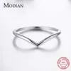 Modian 3-stijl Real 925 Sterling Silver Stackable Simple Ring Clear CZ Fashion Instagram sieraden voor vrouwen paar gift ringen x0715