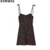 Vintage Spaghetti Straps Rose Print Chiffon Black Vestidos Tank Women Dress Summer Dresses Female Clothes 210520