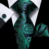 Papillon Affari Nero Verde Paisley Cravatta da sposa in seta per uomo Handky Gemello Cravatta da uomo Fashion Designer Party Drop Hi-Tie