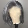 150 densidade peruca cinza colorido perucas de cabelo humano transparente hd brasileiro em linha reta curto bob laço frontal fechamento frontal para mulher blac4803465