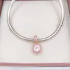 Ingen färg blekna av fasta ros guld mousserande kärlek hänge rosa klart cz pandora charms för armband DIY smycken gör lösa pärlor silver smycken grossist 380366pcz