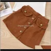 Ensembles Bébé Vêtements Bébé Enfants Maternityfashion Toddler Kid Outfits Manches Plumes Col Rond T Shirt Tops Boutons Marron Jupe Filles Vêtements