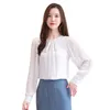 Chemisier Femme Langarm Weiß Chiffon Damen Bluse 19 Herbst Lässige Strickjacke Solide Schleife Damen Hemd Blusas Mujer 5420 50 210508