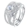 New Product Brand Wedding Ring Handmade Vintage Jewelry Sterling Sier Round Cut White Topaz Cz Diamond Gemstones Eternity Party Women