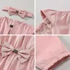 Bear Leader 1-5T born Infant Baby Boy Girl Sets Autumn Clothes Jumpsuit with Headband Outfits Clothes Bow Girls Outfits 210708