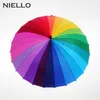 NELLO Rainbow Umbrella Rain Women Brand 24K Windproof Long Handle Umbrellas Strong Frame Waterproof Fashion Colorful Paraguas 210721