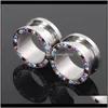 & Tunnels Body Jewelry Drop Delivery 2021 Surgical Steel Multi Gem Screw Fit Plugs Gauge Expander Earlobe Taper Stretcher 4-20Mm Piercing Ear