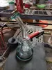 Green transparente queimador de óleo de cachimbo cachimbo de cachorro fumar copo de vidro Beaker Percolador Bong Fristted Disco SHISHA Água de Água Tobacco Dab Rig Tubulações 14mm Junta Feminina Atacado